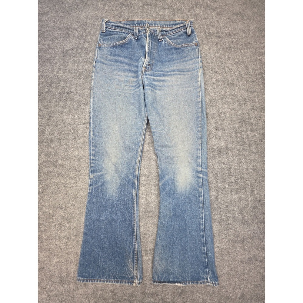 Vintage 70s Levi's 646 Bellbottom Flare Jeans Men's 28 x 30 Denim Orange Tab